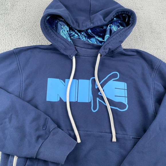 Nike Other - Nike Hoodie Mens Small Navy Blue Dri-Fit Pullover Logo Graphic Basketball Y2K
